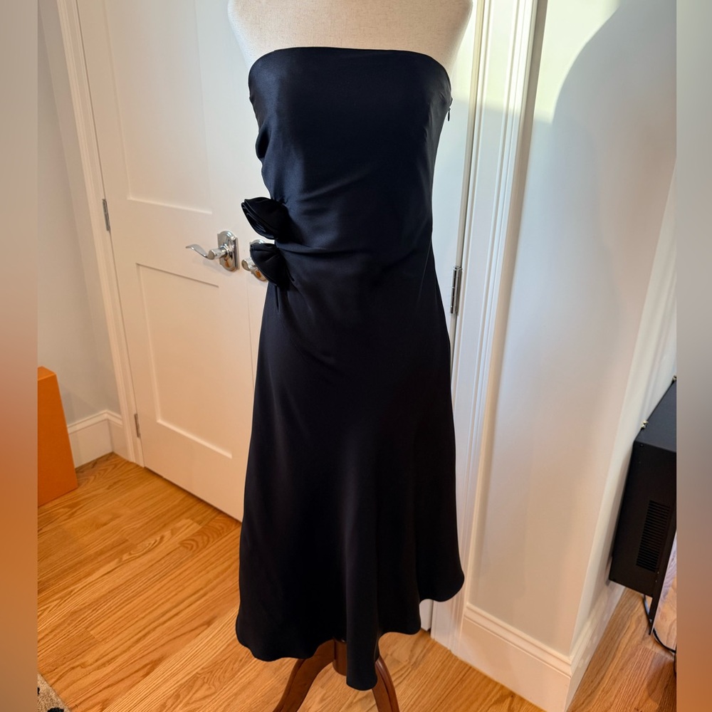 Stunning Black Silk Strapless Dress